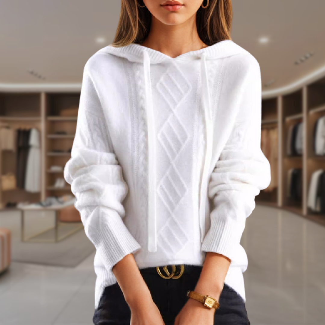 Women's Cable Knit Sweater Hoodie | Lucia