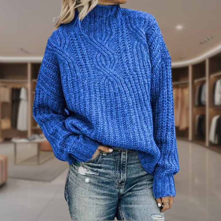 Women's Oversized Cable Knit Turtleneck Sweater | Amani