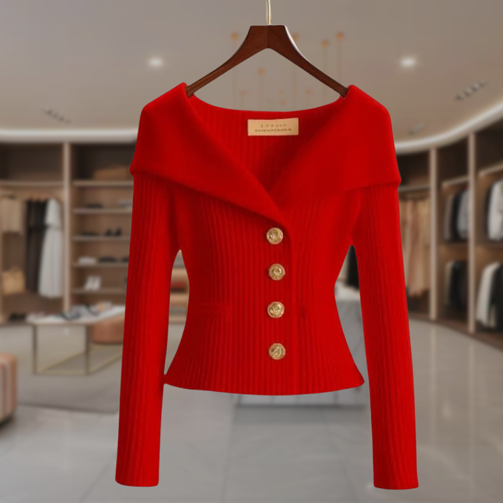 Women's Off Shoulder Button Up Cardigan Sweater | Karla