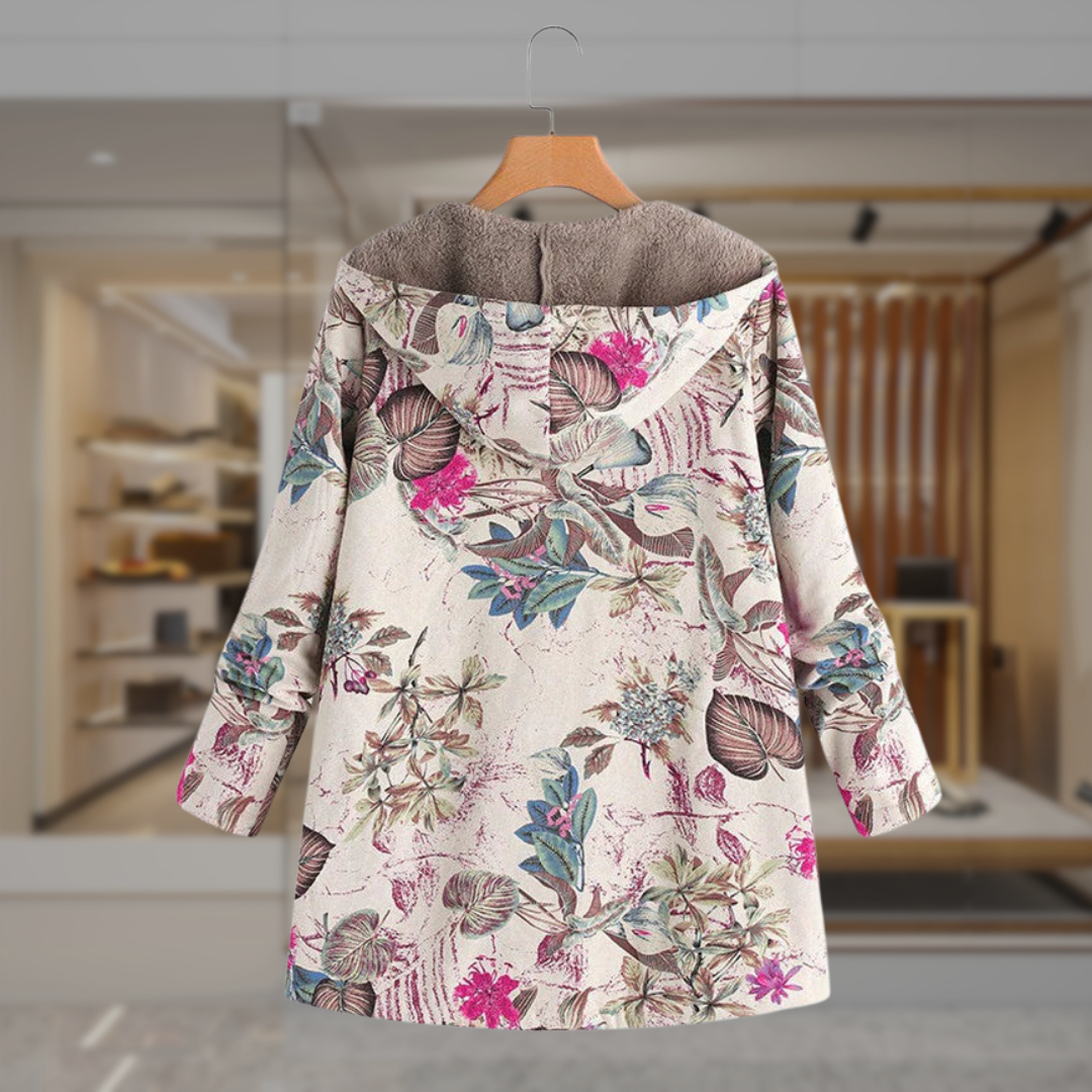 Women’s Floral Hooded Wool Overcoat | Kathy